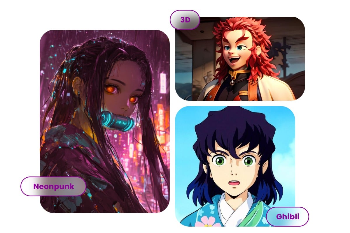 Make demon slayer pictures with various styles