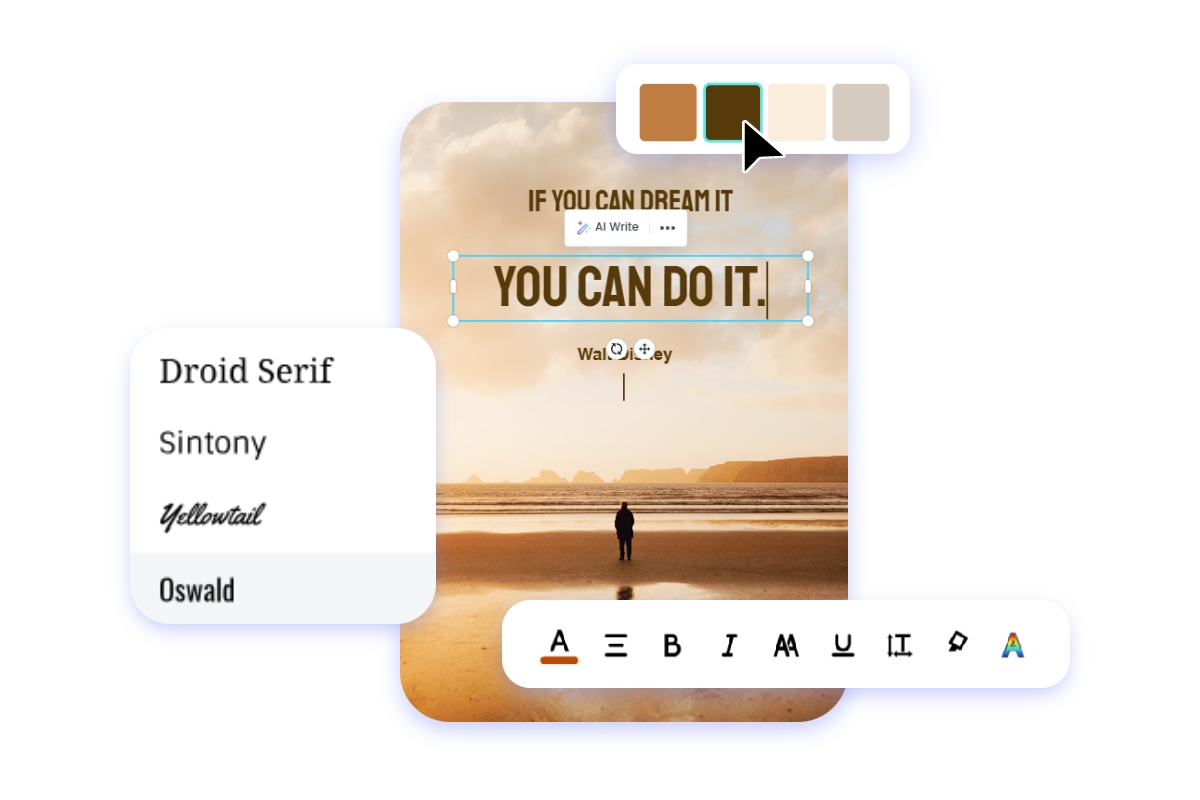 Make text art quote posters with different fonts and colors