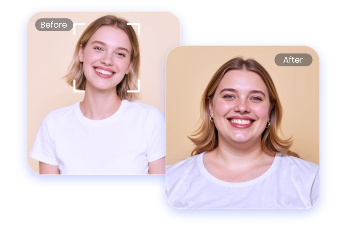 体型加工アプリで女性の体を太らせる