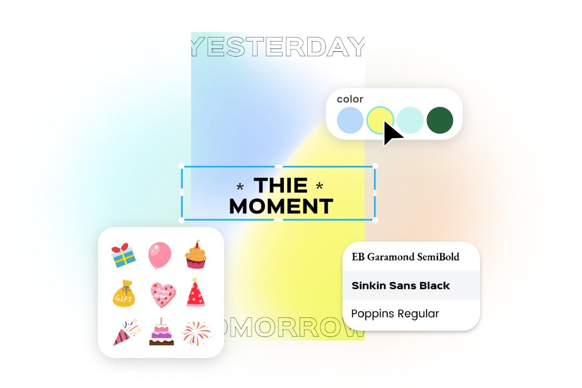 Make your customization in fotor phone wallpaper template including adding stickers and changing fonts
