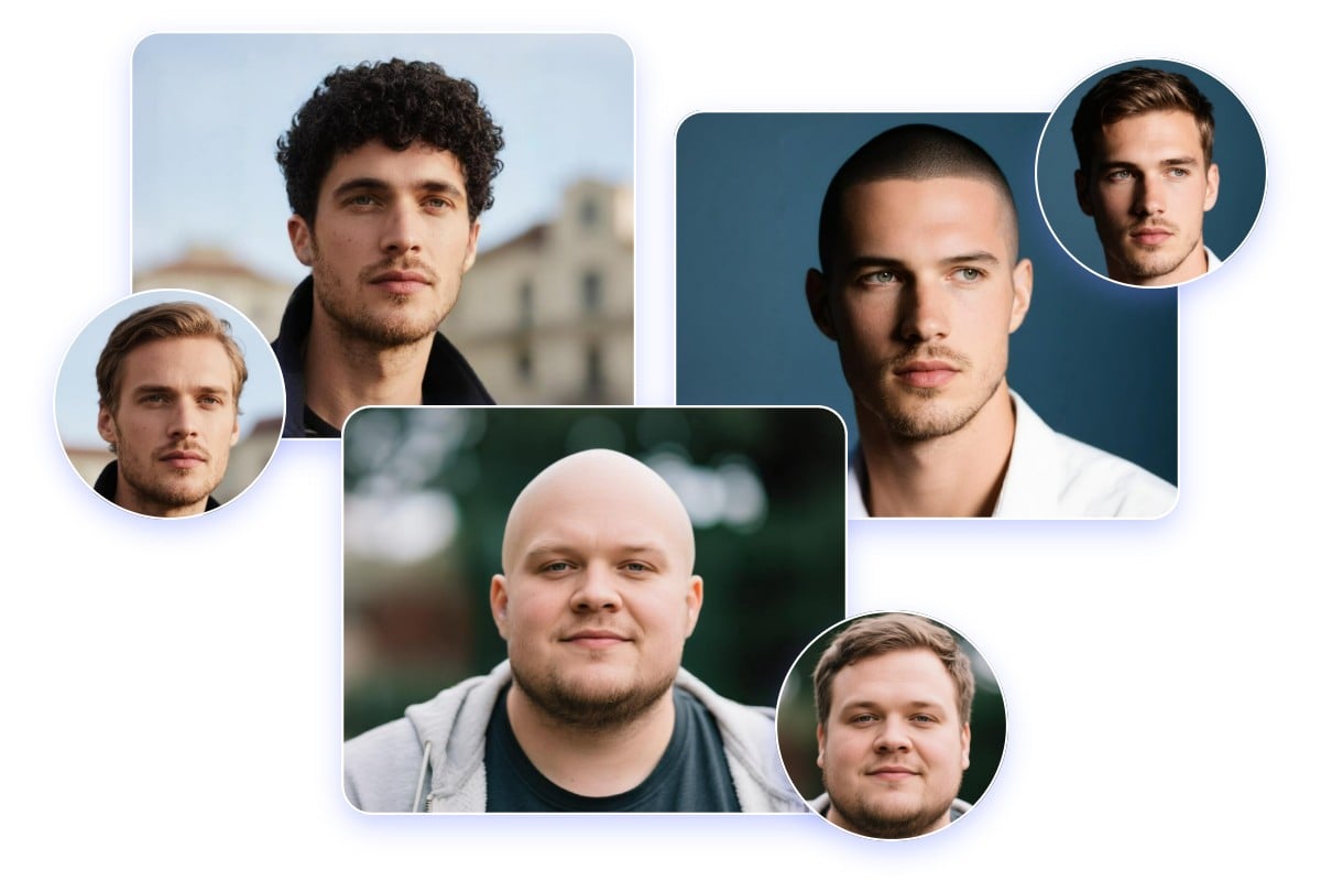 Male haircut changer suitable for various face shapes such as round diamond and long face