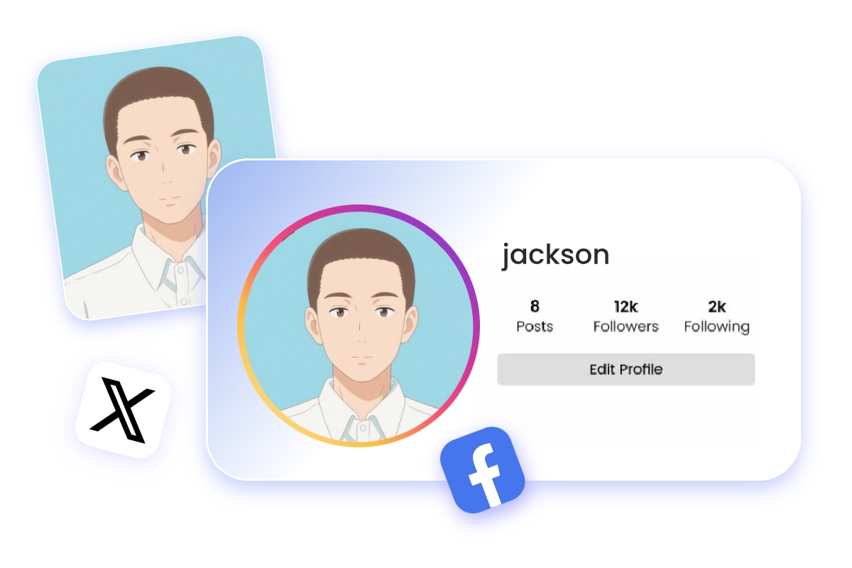 SNSアイコンにぴったり！生成した推し男子高校生を簡単アップ