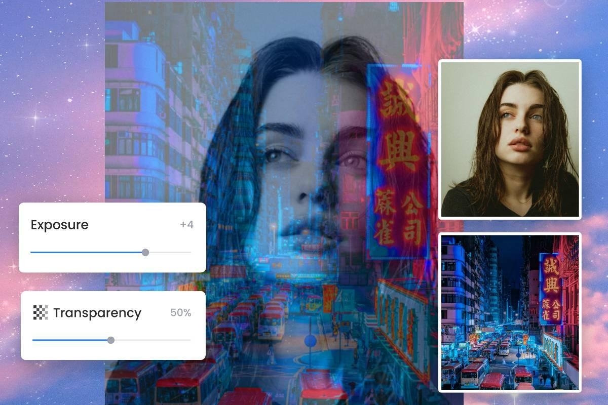 Masquage de deux photos et de deux outils de Fotor
