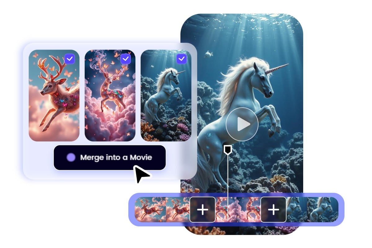 Merge AI generated Tik Tok clips into a movie