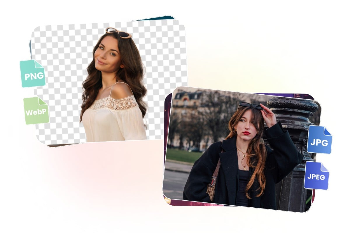 Multiple image formats are supported in Fotor AI bulk image background remover like png jpg webp