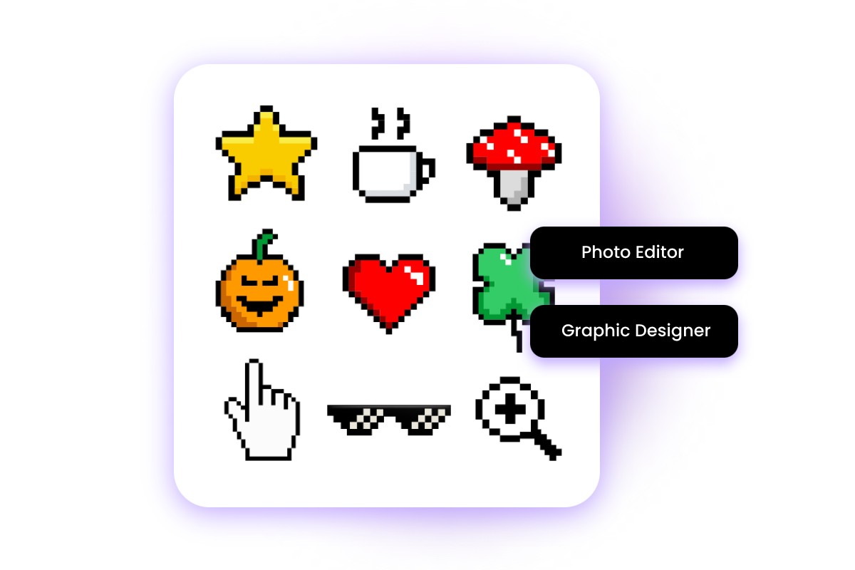 Vielfältige Pixelkunst-Elemente