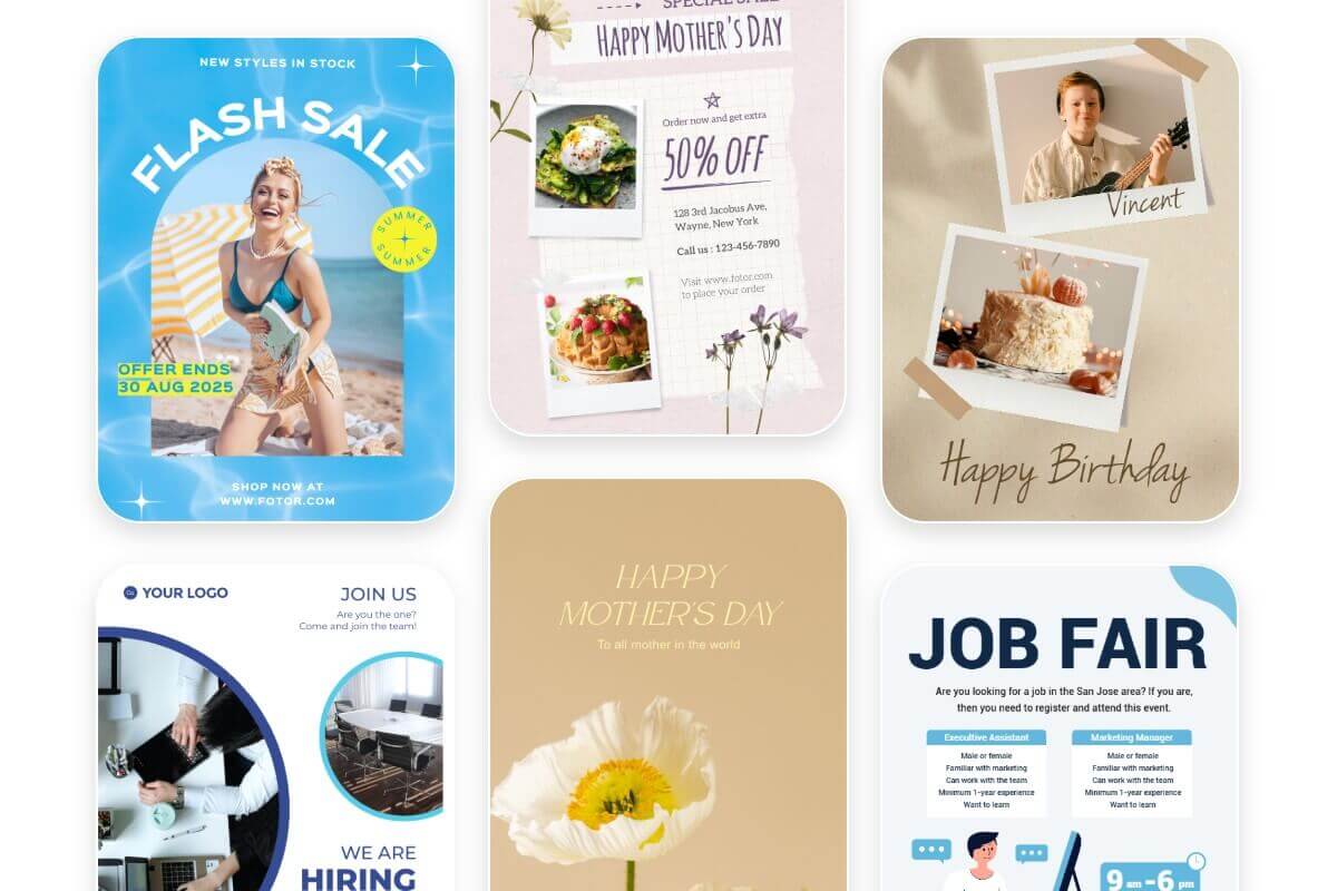 Multiple ready to use templates on fotor
