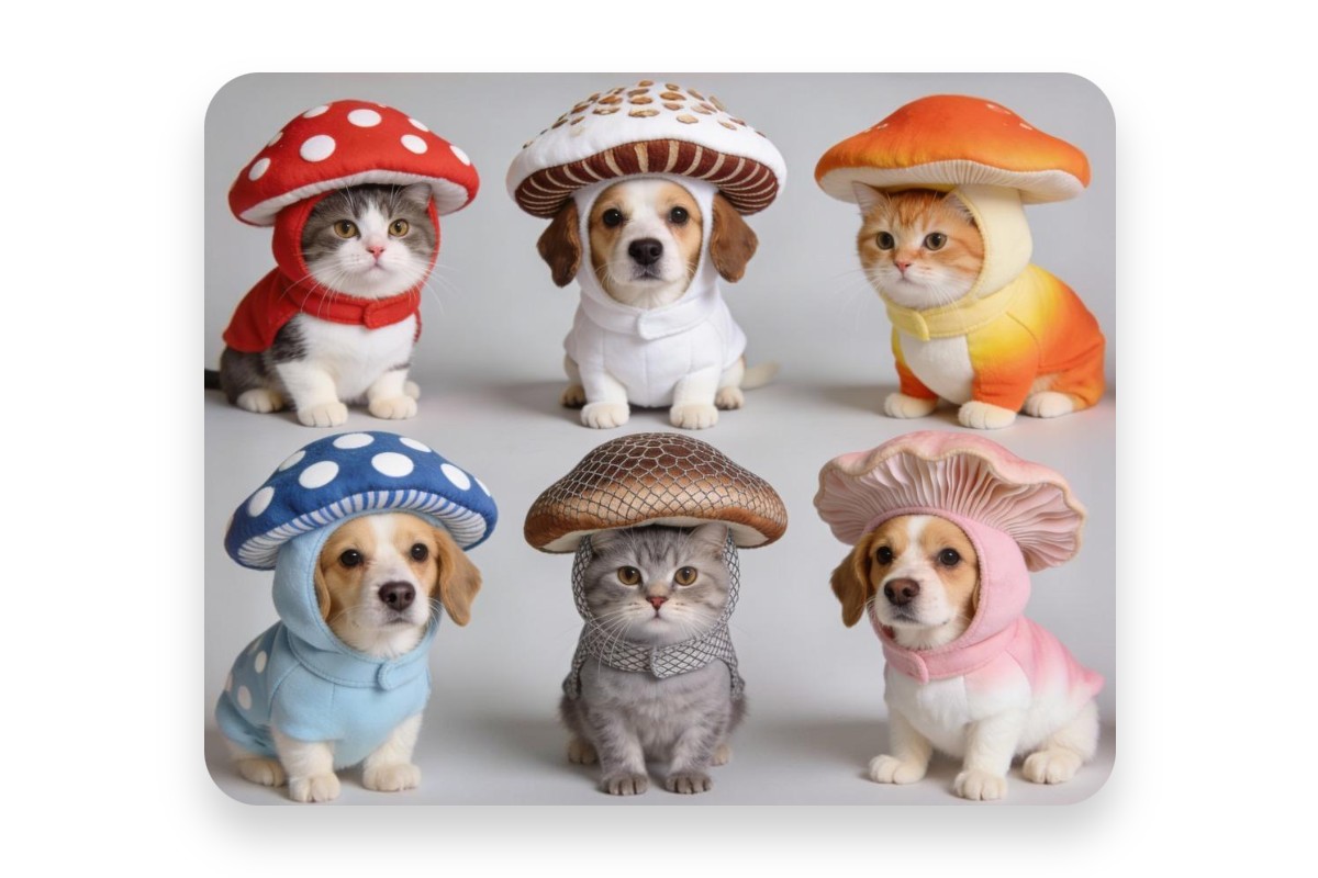 スタンプや文字入れでアレンジ自在！きのこ猫をさらに可愛くデコレーション