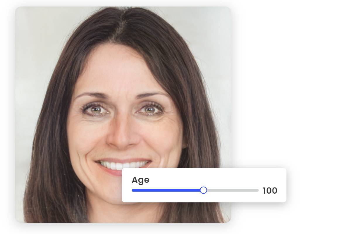 Femeie cu față bătrână cu glisor de ajustare a vârstei