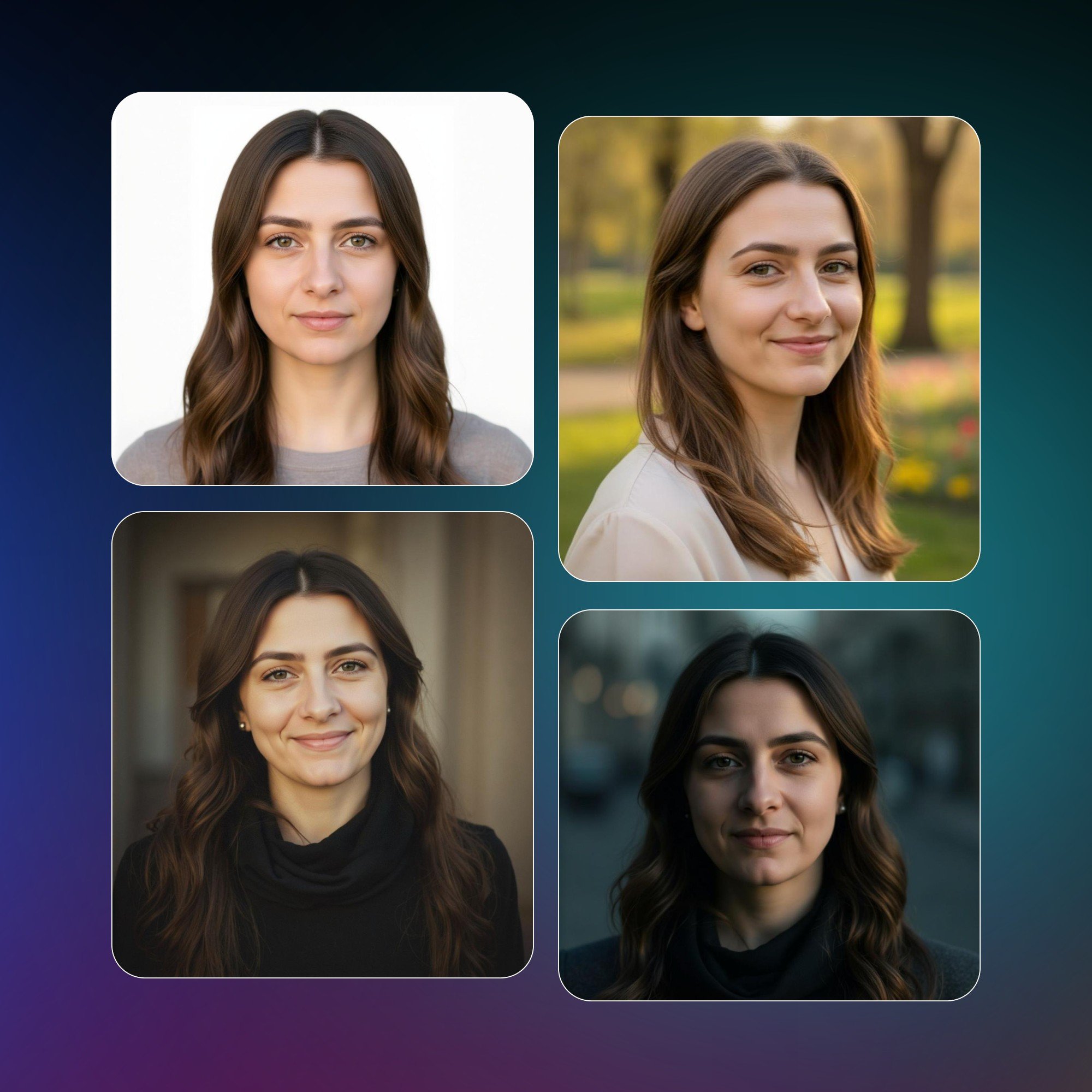 One face with different photography styles