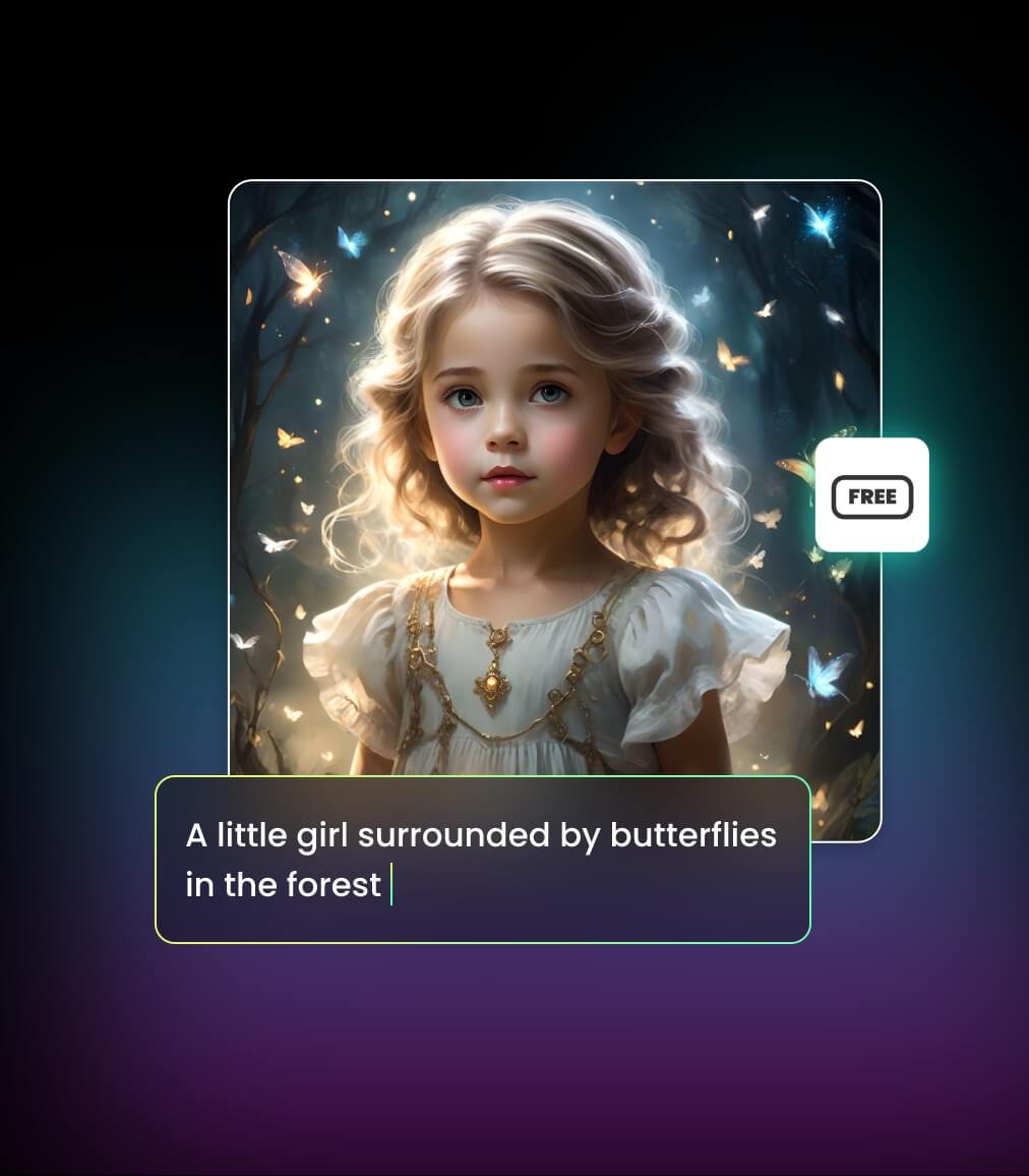 Online AI art effect featuring a little girl surrounded by butterflies