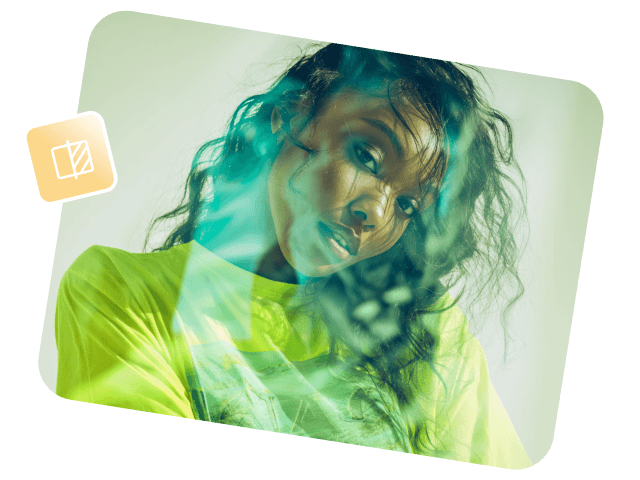 Overlay images to add a surreal texture to a womans photo with fotor