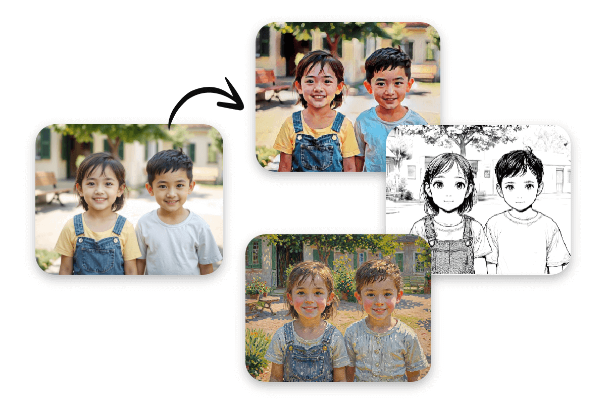 ふたりのこどもの画像をイラスト化するサイト