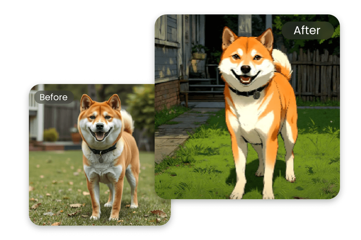 無料サイトでペット写真から似顔絵作成