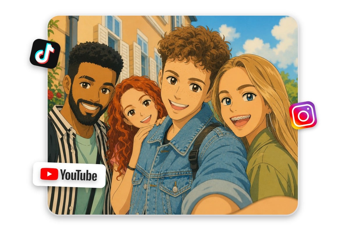 Photo to cartoon for shareable social content