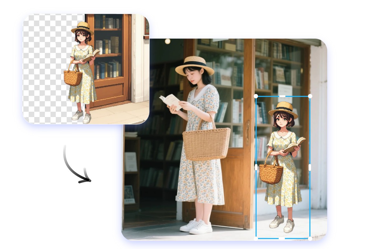 背景を透過して、ピクセルアートキャラを写真に合成