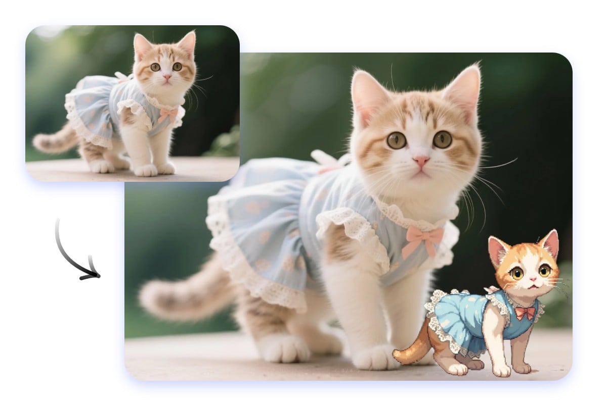 ペットの写真もピクセルアート風に簡単変換