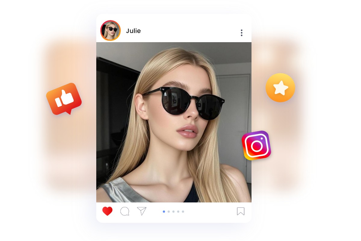 Post virtual glasses try on pictures on social media