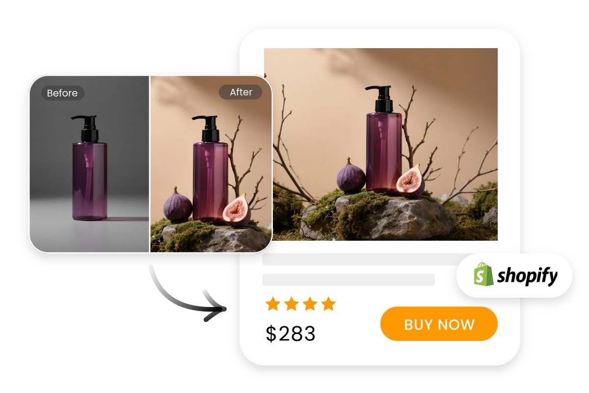 Professional AI product photography effect featuring skin care products
