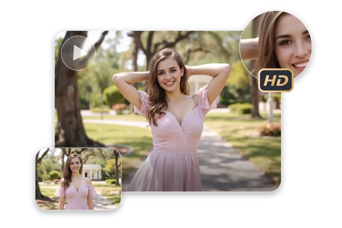 Realistic and natural sway dancing effects featuring a beauty in pink dress