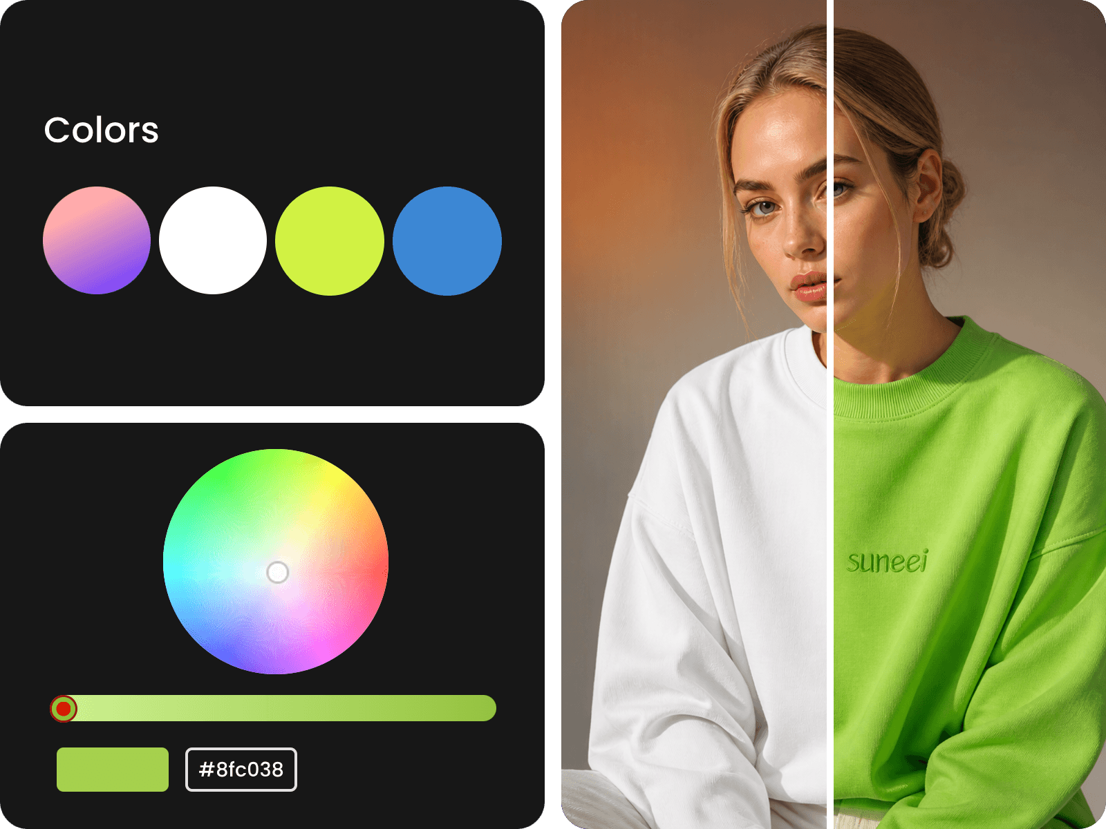 Recolor images with text prompts color selection