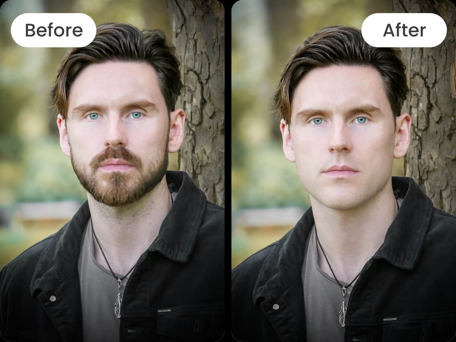 Remove a beard from a photo of a middle aged white man