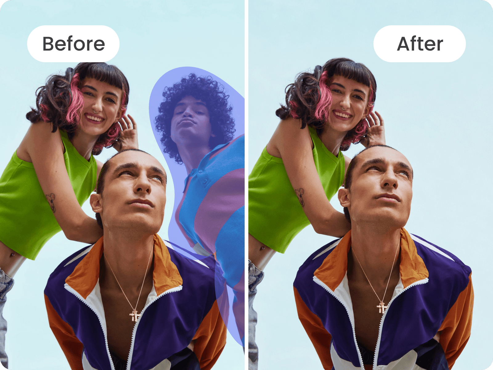 Remove a boy from a group photo