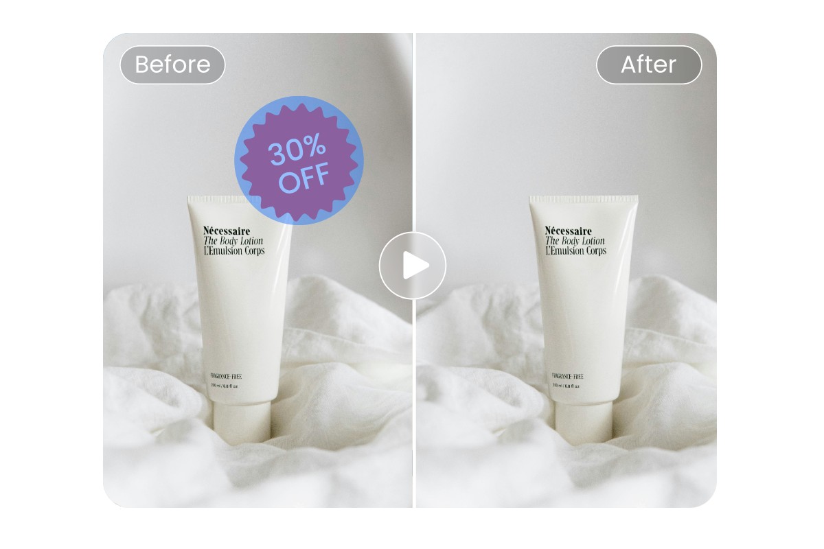 Remove a text sticker from a skincare product video