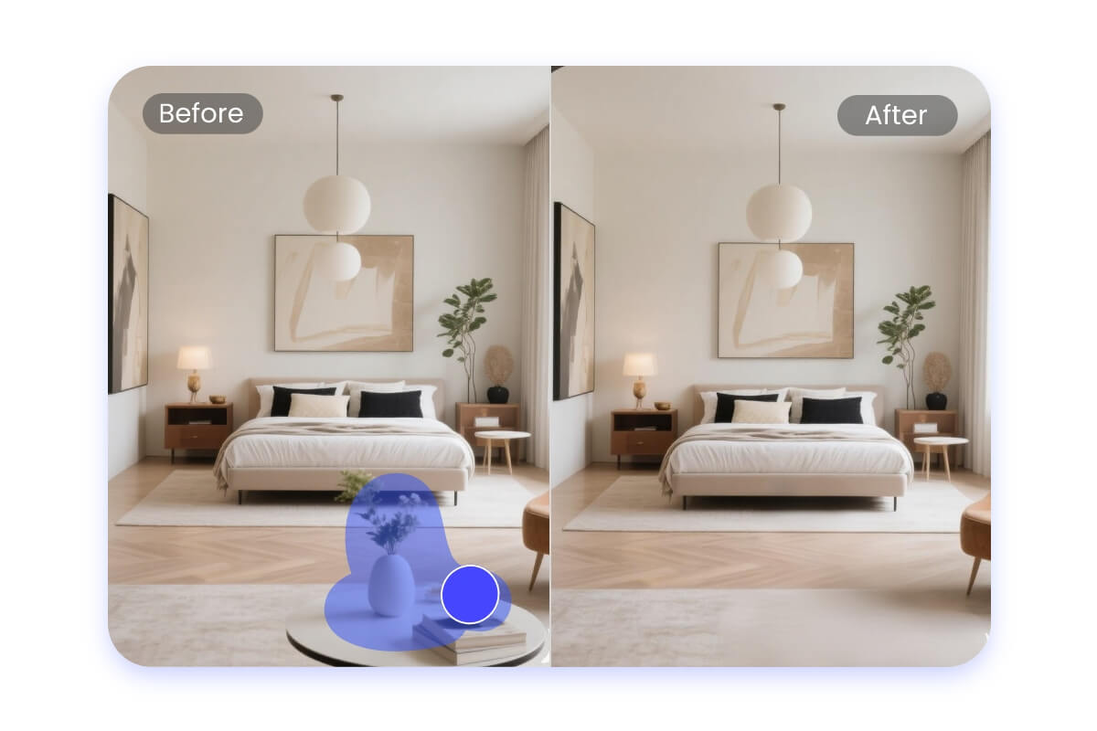 Remove and replace cluttered objects in real estate photos to enhance property photos