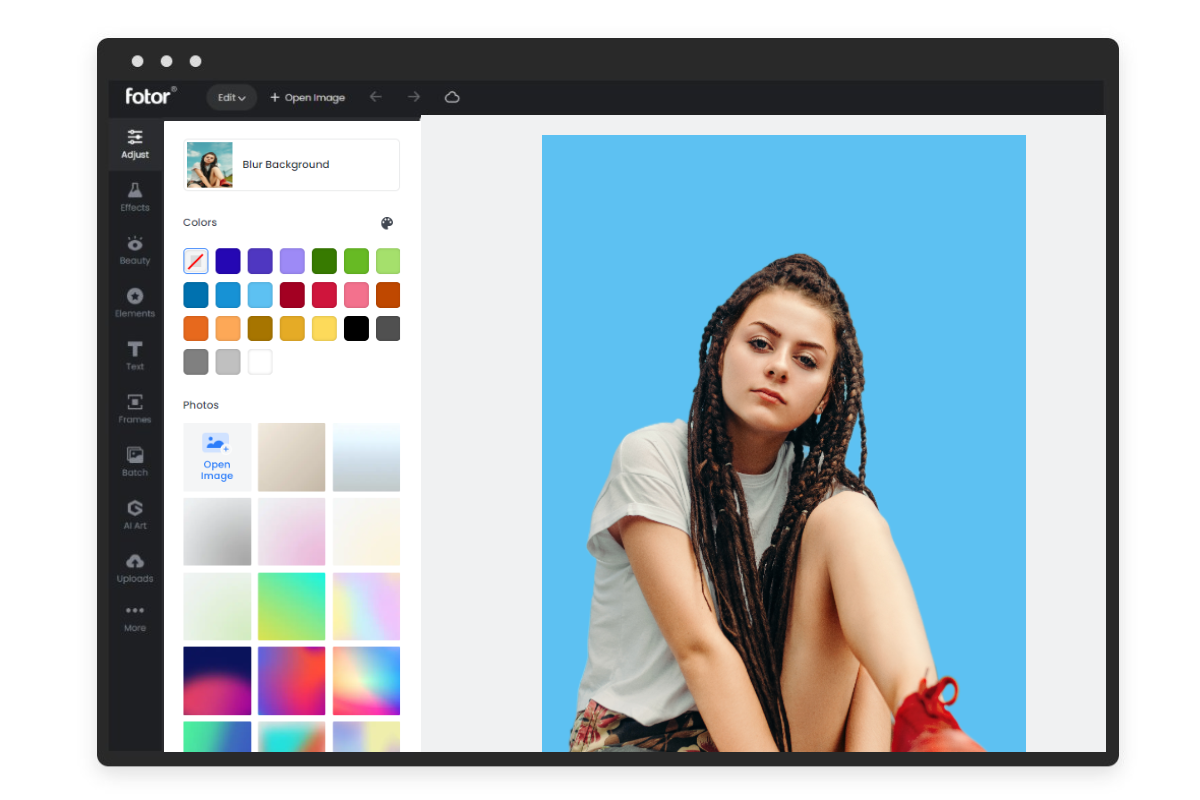 Eliminar color de fondo de imagen de chica en fotor