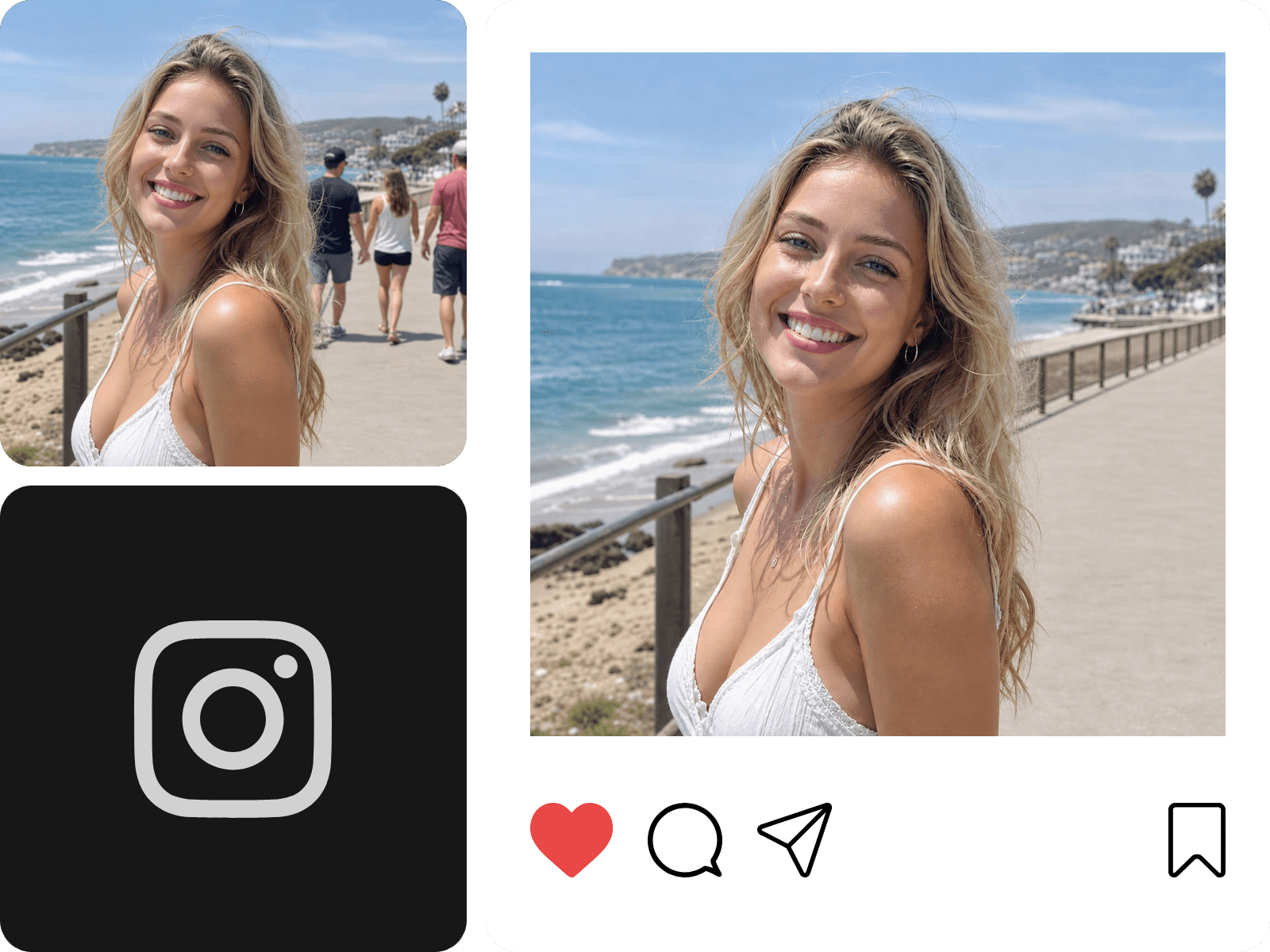 Remove background people from a girl travel photo and share it on social media