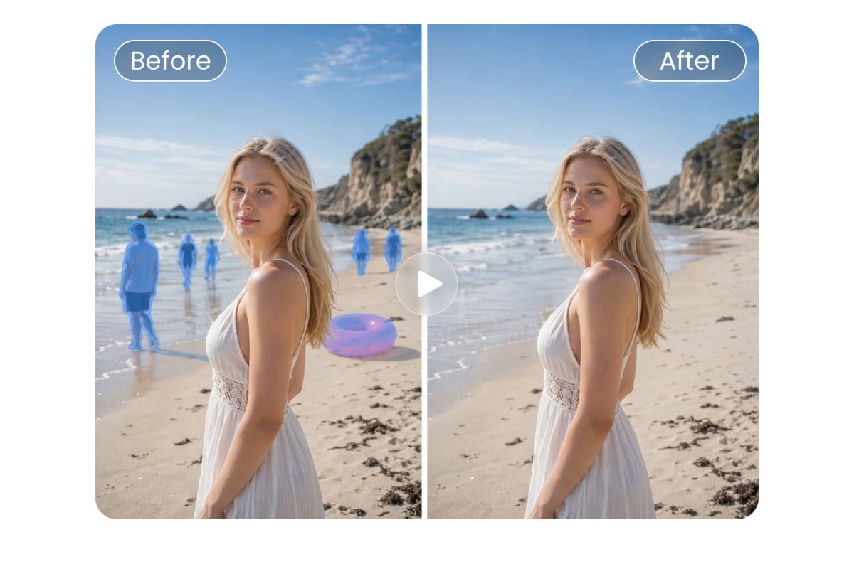 Remove background people from a traveling video