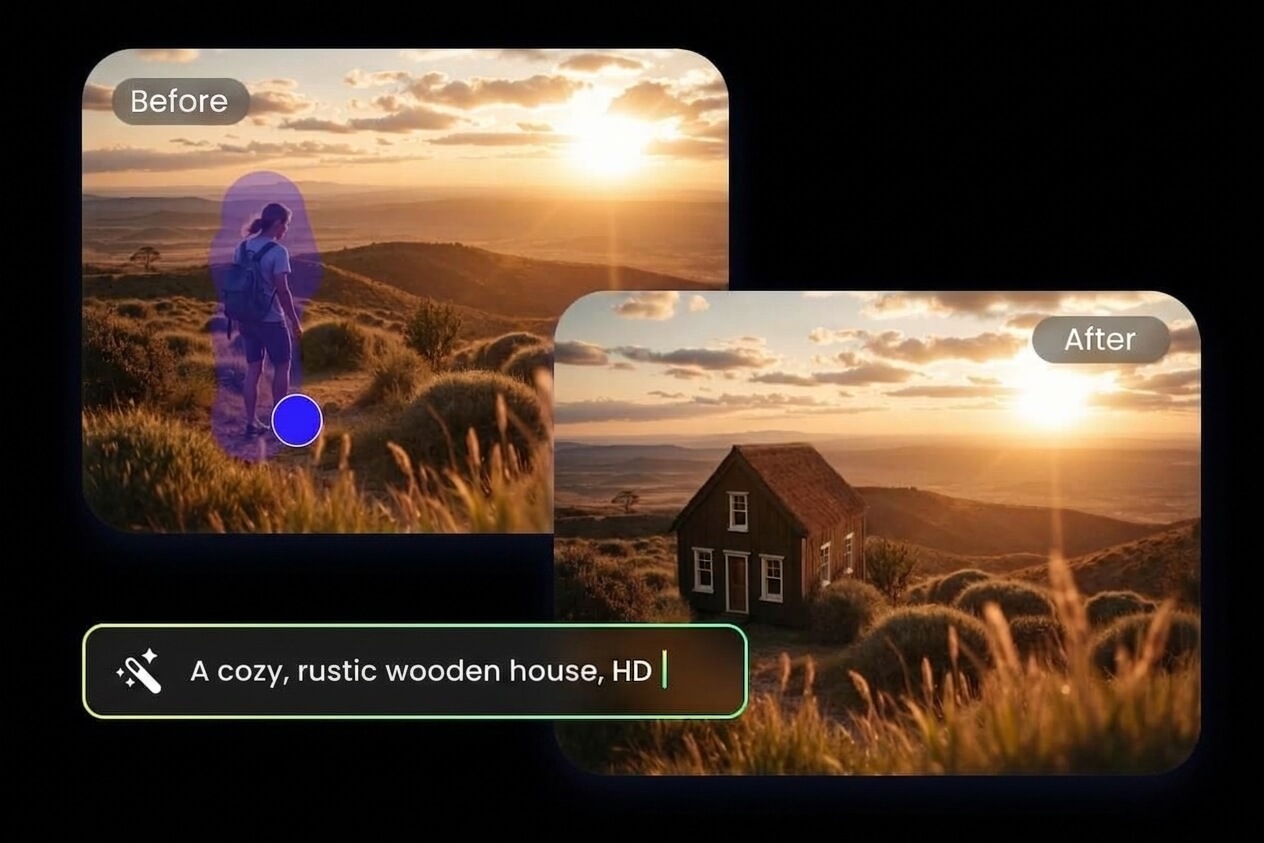 Remove background people from image with AI generative fill