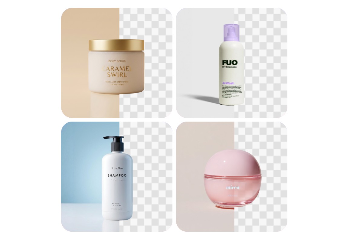 Remove backgrounds from four product visuals in bulk
