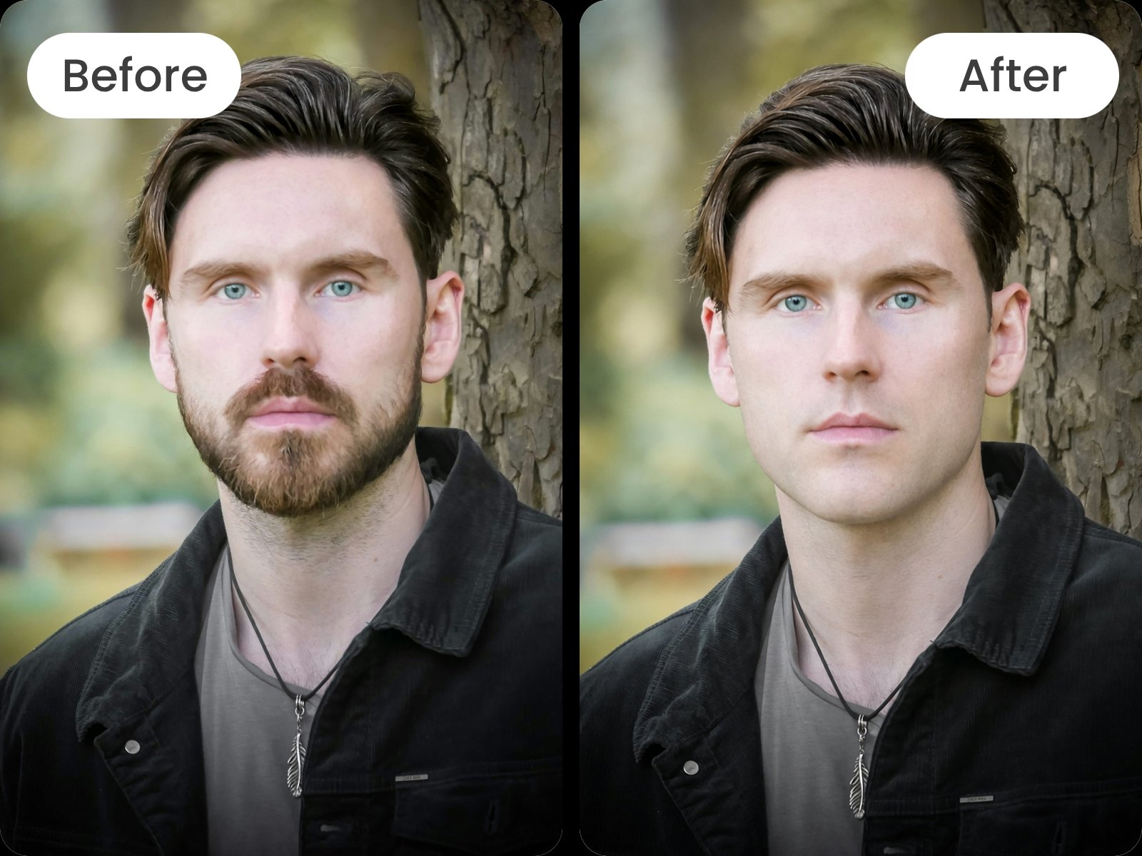 Remove beard from a photo of a middle aged white man