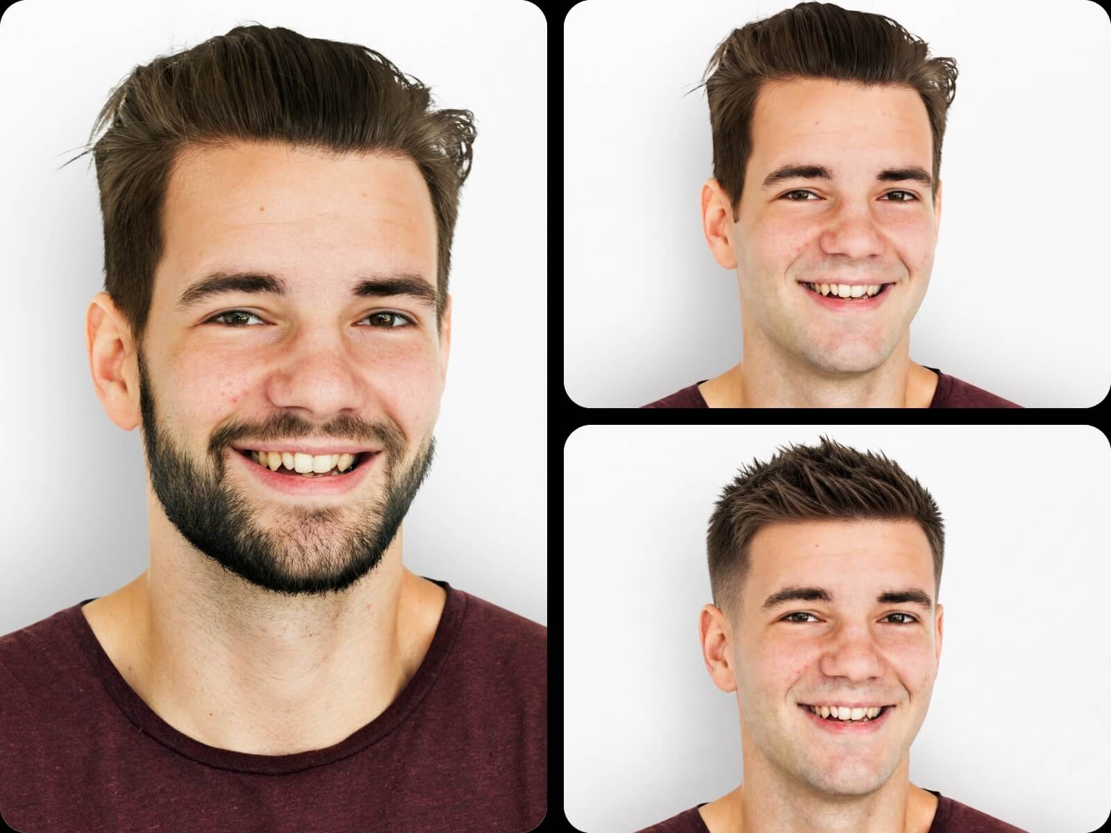 Remove beard from a white man photo and change hairstyle in fotor