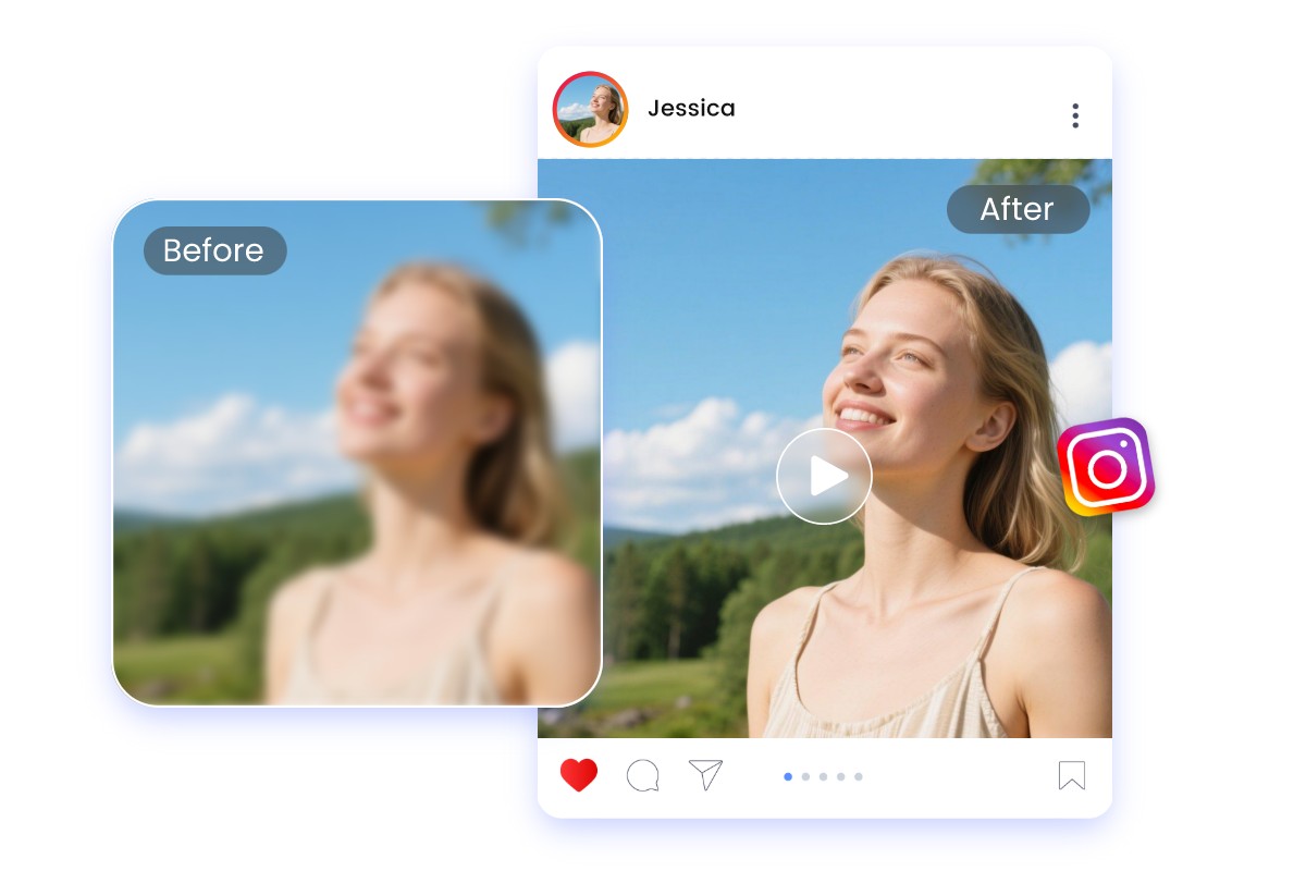 Remove blur from video of a beauty for social media content