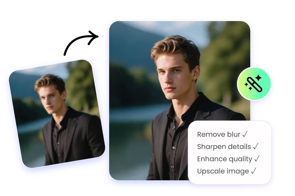 remove blur, sharpen details, and upscale image resolution in one click using Fotor free online photo enhancer
