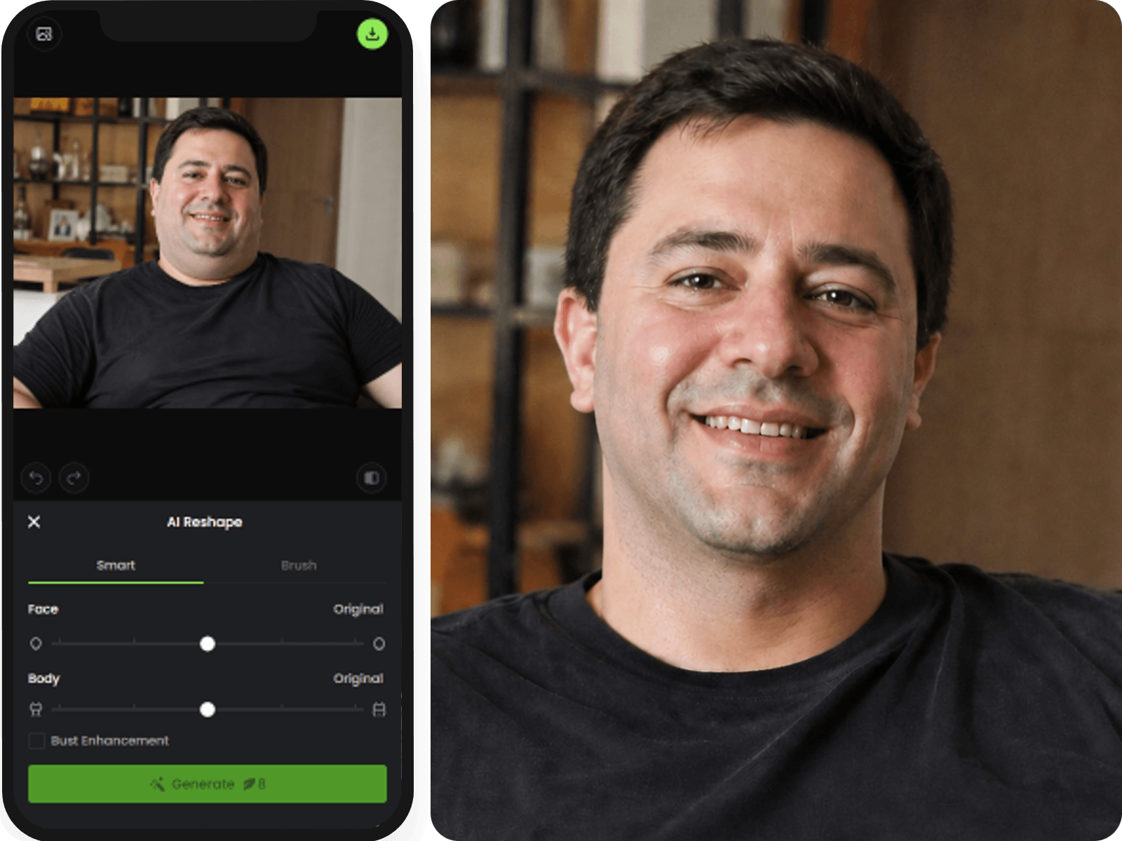 Remove double chin from a male portrait in fotor mobile double chin remover