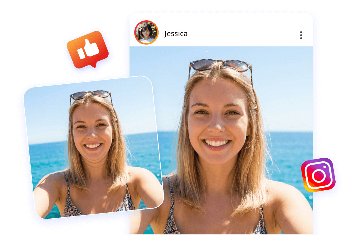 Remove double chin from photo for social media post