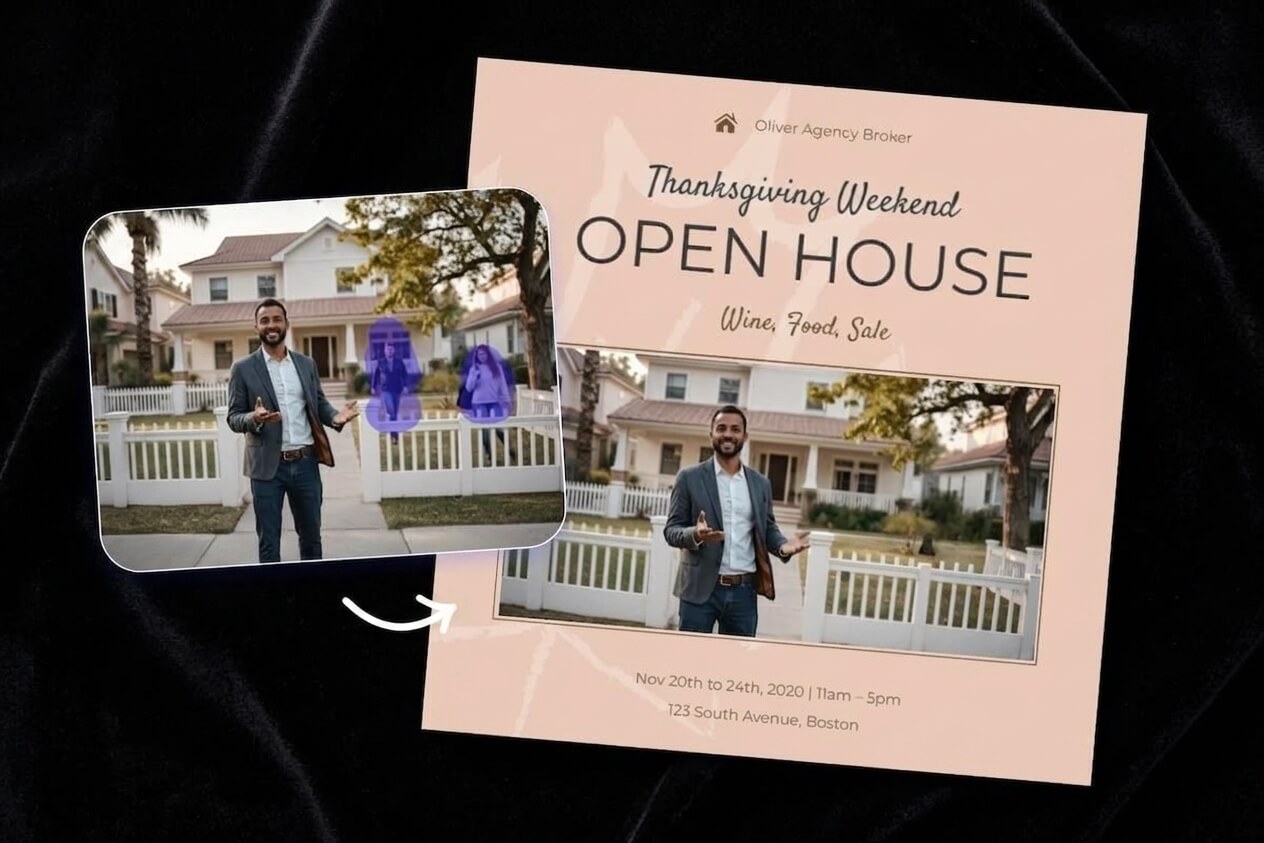 Remove extra passengers from a property photograph for marketing visual design