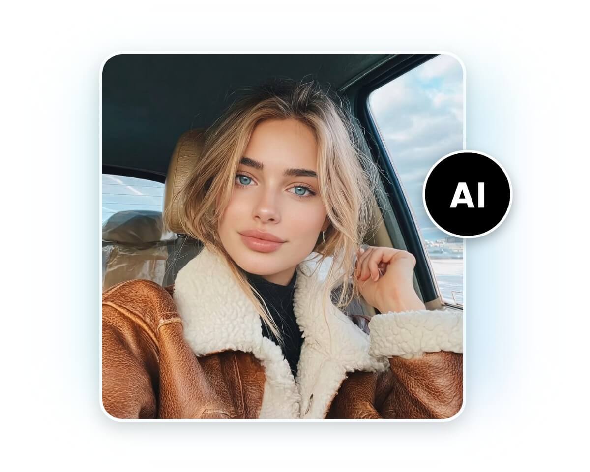 Remove facial blemishes from a womans photo using fotors ai blemish remover