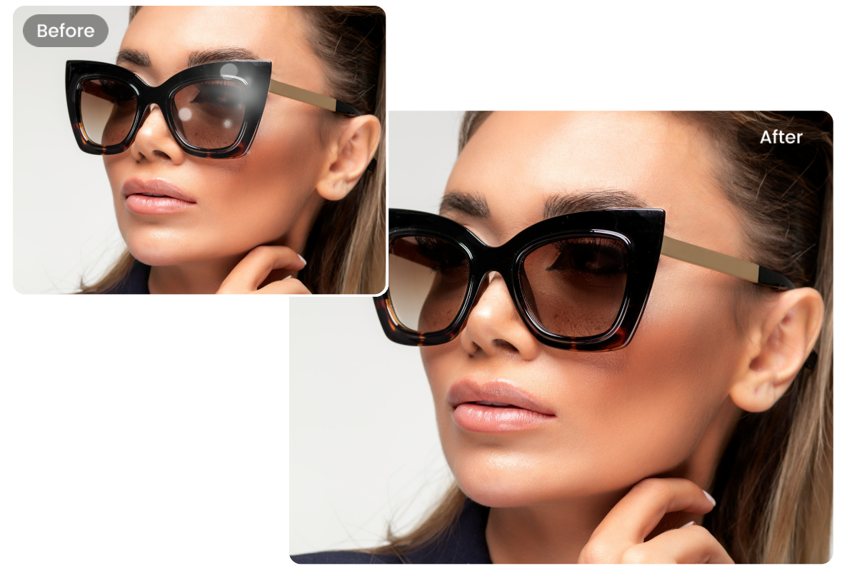 Supprimer les reflets du flash sur un portrait féminin