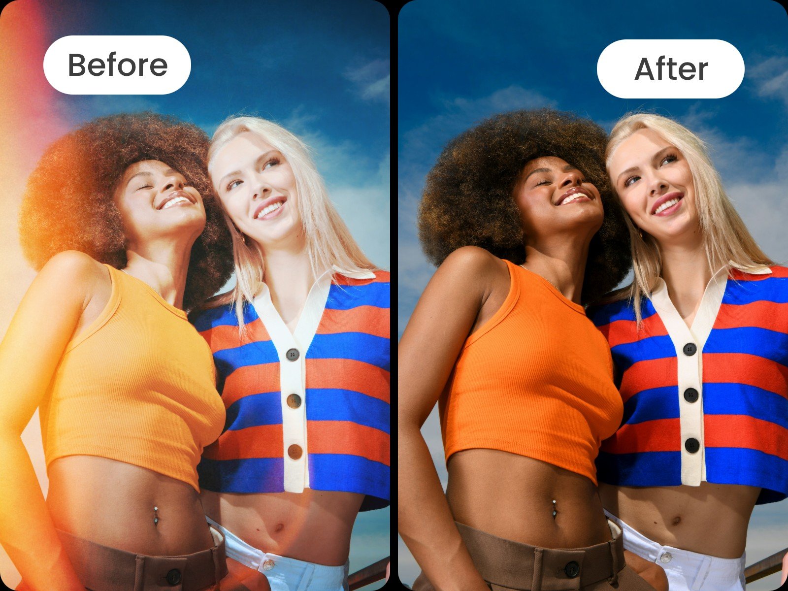 Remove glare filter from a group photo