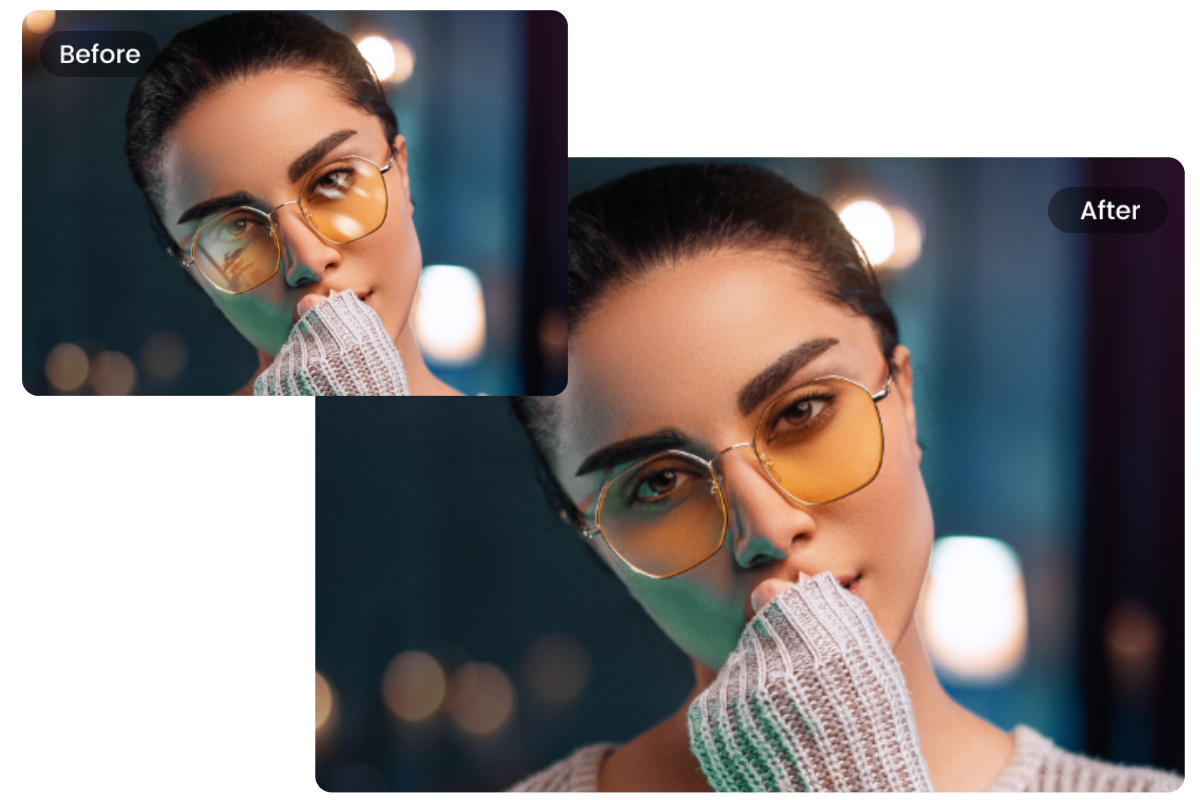 Enlever le reflet des lunettes sur un selfie de femme