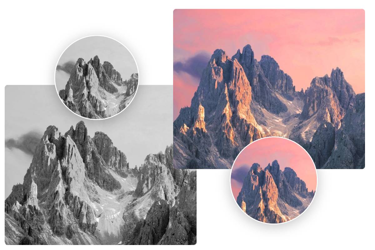 Fjern billedfilter fra landskabsbillede for at fremhæve naturlig billedfarve