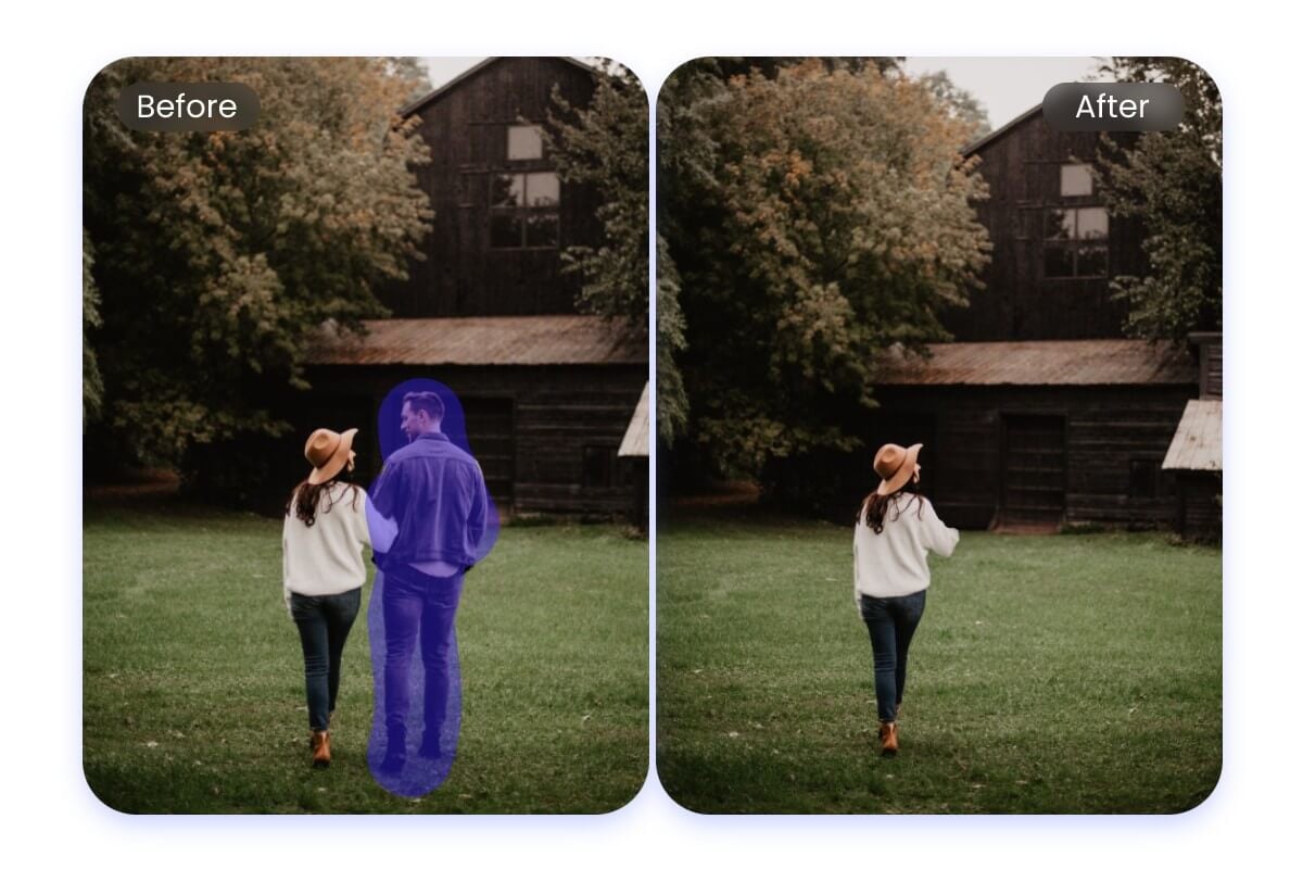 Remove man from a couple photo