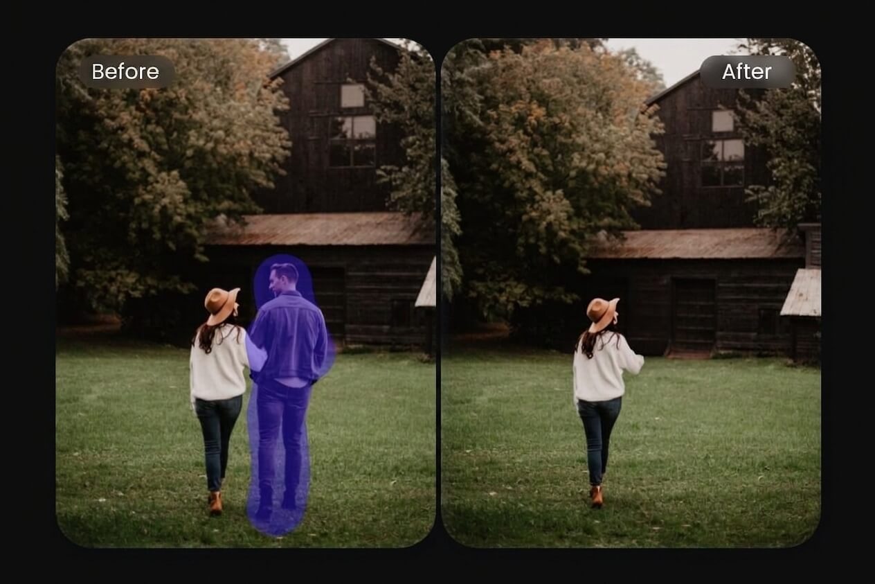 Remove man from a couple photo