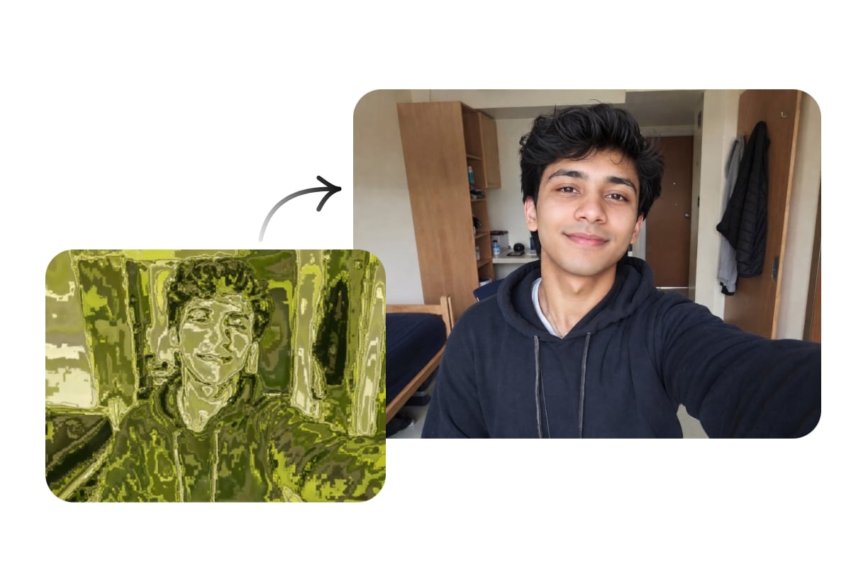 Remove matcha filter from a boy selfie