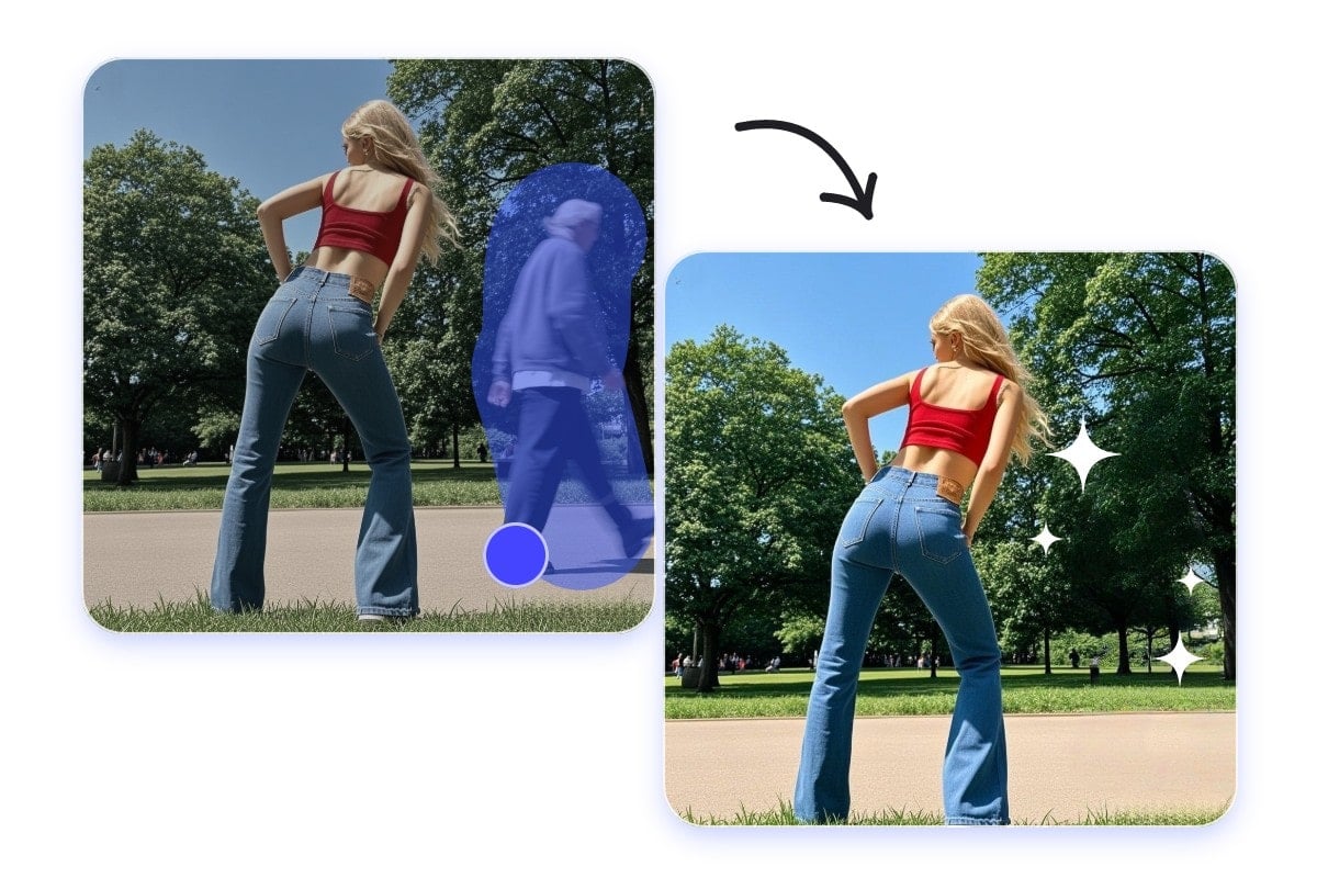 Supprimer les passants d'une vidéo de twerk mettant en scène une femme blonde
